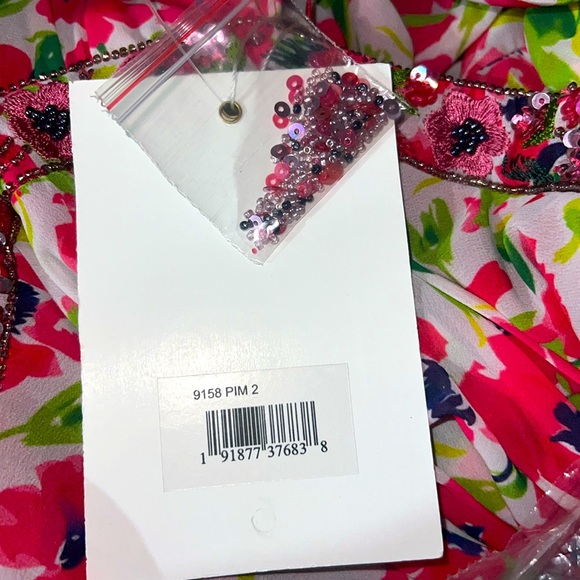 Multicolor Floral Cut Out V Neck Bell Sleeve Mini Dress Style # 9158 size 2 - Picture 5 of 5